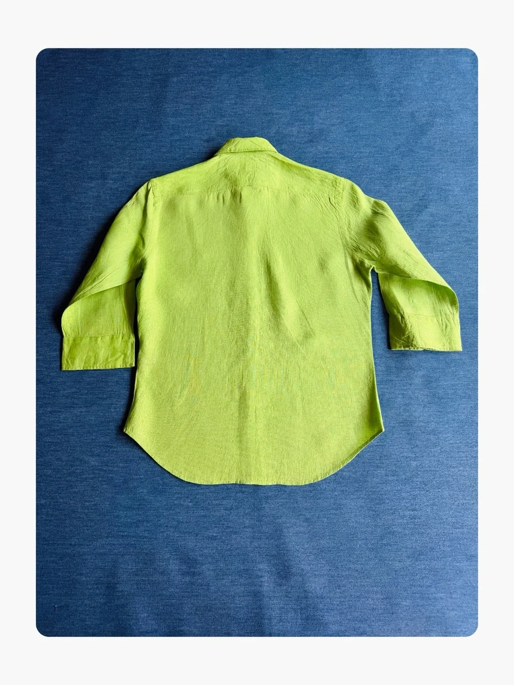 ★Ralph Lauren Sport Slim Fit Seasonal Staple 100% Linen 3/4 Blouse Lime Green 4★ - Picture 6 of 11